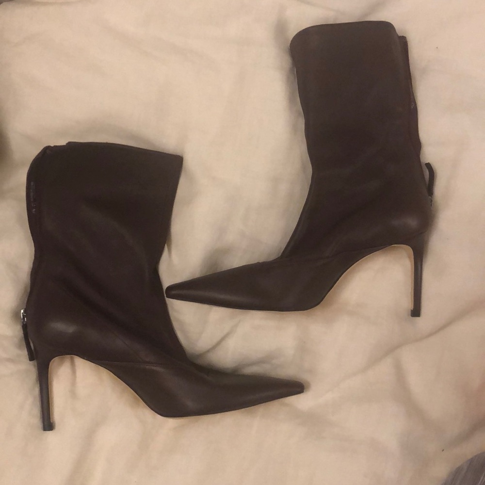 ZARA Burgundy Leather Calf Boots